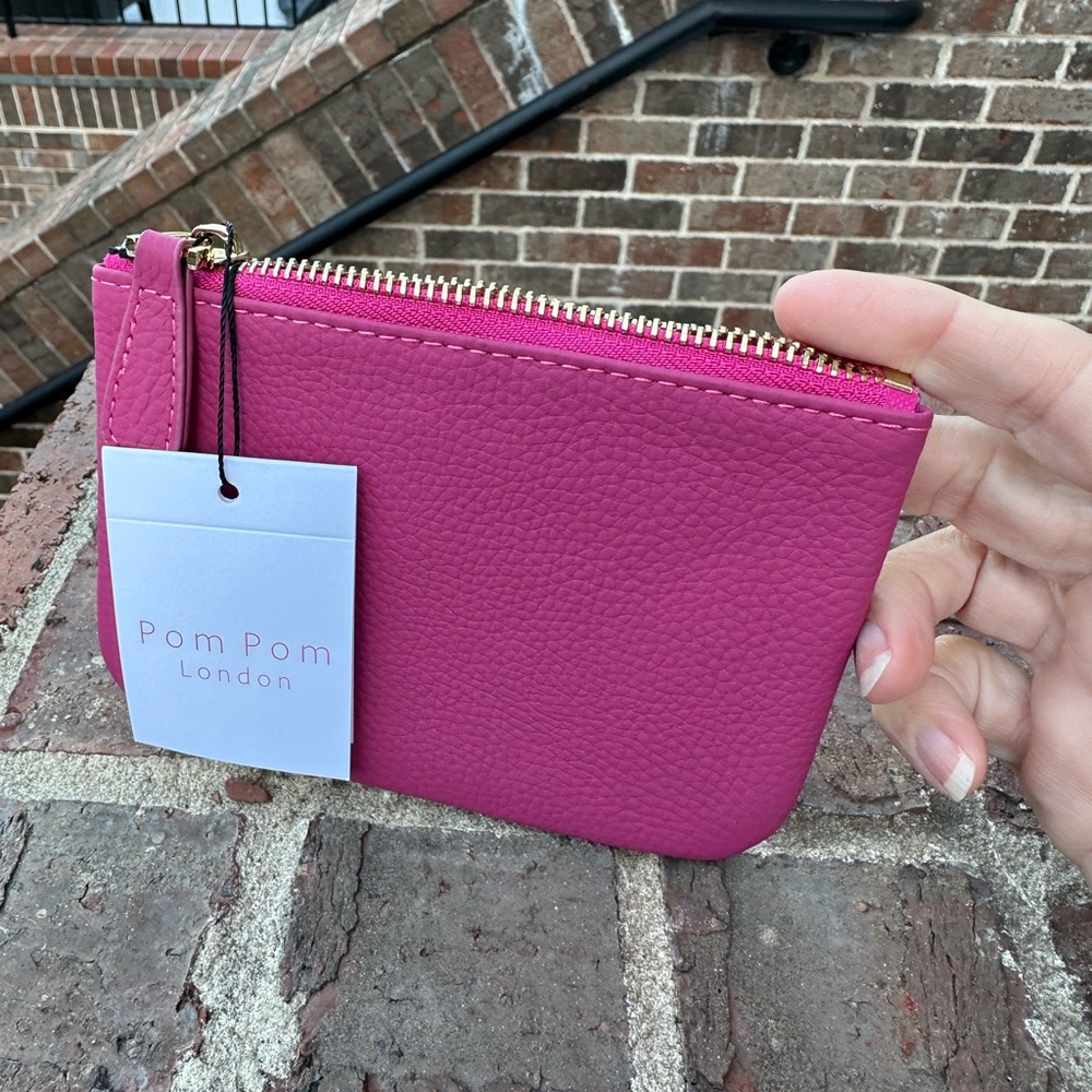 Pom Pom London, Fuchsia Leather Zip Pouch NWT